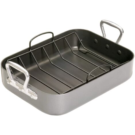 MasterClass Teglia con Cestello e Rivestimento Antiaderente Teflon Xtra in Scatola Regalo, Teglia in Acciaio al Carbonio con Maniglie, 40 x 28 x 8cm (15,5 x 11 x 3''), Grigio (1/5)