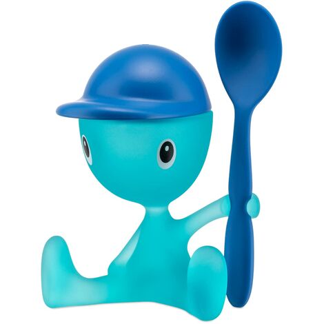 Alessi ASG23 AZ Cico Portauovo con Spargisale Personale e Cucchiaino in Resina Termoplastica, Azzurro (1/4)