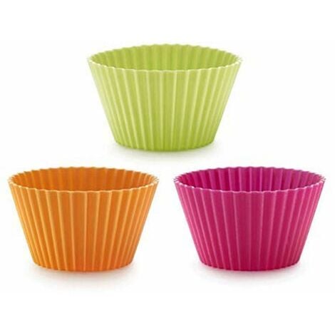 Lékué Classic - Pirottini per muffin, 7 cm, set di 6, colore  magenta/arancione/verde