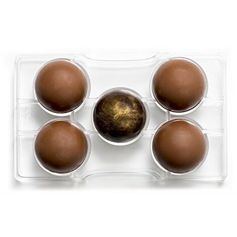 Decora 0050094 Stampo Professionale Cioccolatino Mezza Sfera Con Base, In Policarbonato, 5 Cavità, ø 50 x h 25 mm, Ideale per Realizzare Cioccolatini Lucidi, Design Professionale, Made in Italy (1/4)