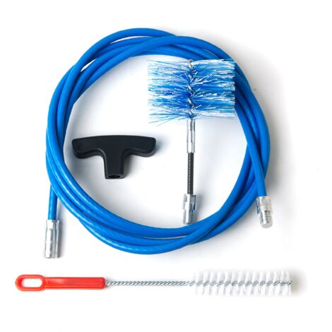 Kit 3 Metri + Scovolo FLEX 80mm Kit Pulizia Stufa a Pellet Tubi canna fumaria con Curve Blu