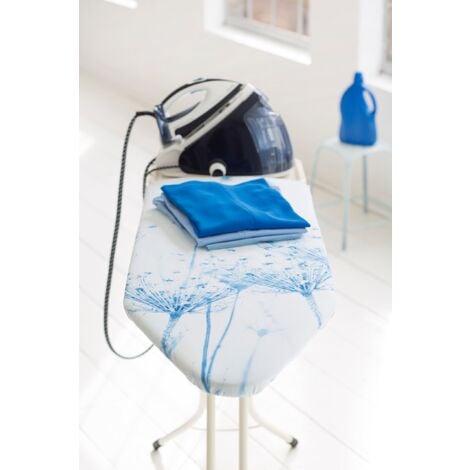 Brabantia - Asse da Stiro C - Per Caldaia a Vapore - Modello XL per Stirare  - Supporto in Metallo - Regolabile in Altezza - Robusto a Quattro Gambe -  Pieghevole - Cotton Flower - 124x45 cm