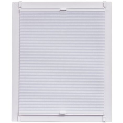 SunL Ines Plissettata Made in Germany, Oscurante, Klemmfix Schiene, 90 X 220, Tessuto, Bianco, 90 x 2.3 x 220 cm