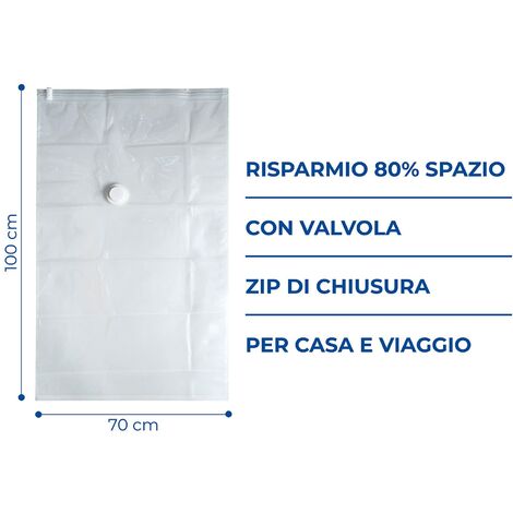 Sacco salva spazio sottovuoto 70x100 cm, sacchetto salvaspazio con zip,  sacco salvaspazio, sacco sottovuoto, busta salvaspazio