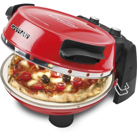 G3 Ferrari G10032 Pizzeria Snack Napoletana Forno Pizza Plus Evo, Doppia Pietra Refrattaria, Diametro 31 cm, 1200 W, Palette e ricettario inclusi, Rosso