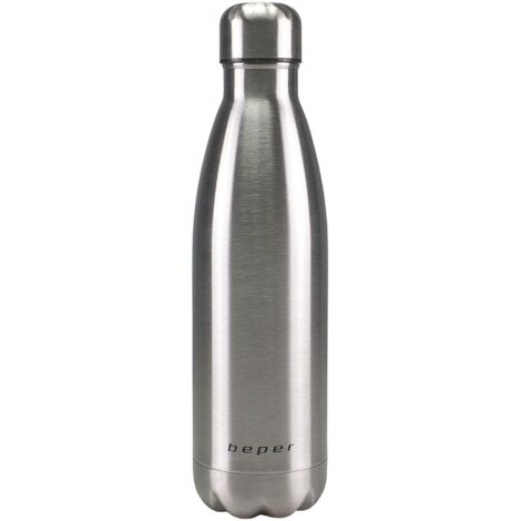 BEPER BI.505 Borraccia Inox, 500ml, Thermos Bottiglia a Doppia Parete, Acciaio Inossidabile, Argento (1/4)
