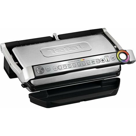 Grill elettrico Tefal GC702D, 2000 W (visualizzazione automatica del livello di cottura, 6 programmi preimpostati, in acciaio inox) nero/argento XL Grillfläche (40 x 20 cm)