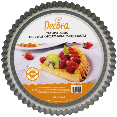 Decora, 0070031 Stampo Furbo per Crostata, in Acciaio Antiaderente, Tondo Ø 28 X 3 cm, Rende facile Farcire la Crostata, Design Professionale