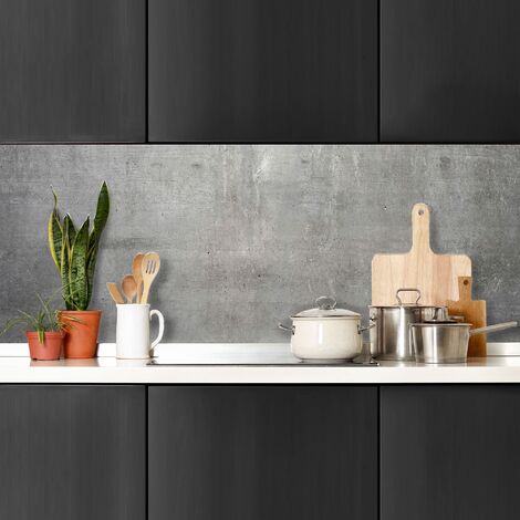 CREARREDA Pannello paraschizzi Cucina Adesivo da Parete Finitura Cemento 180x60cm 100% Made in Italy con Inchiostro atossico, ignifugo e Resistente all'Acqua, 67135