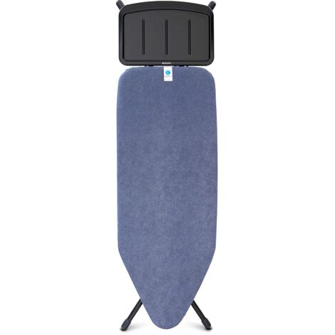 Brabantia - Asse da Stiro C - Per Caldaia a Vapore - Modello XL per Stirare - Supporto in Metallo - Regolabile in Altezza - Robusto a Quattro Gambe - Pieghevole - Denim Blue - 124x45 cm