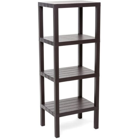 TATAY Scaffale Bagno a 4 Ripiani Resistente all’Umidità Inclusi Viti e Compatibile con Sistema Quick Fix Per Interni ed Esterni Portata fino a 40 kg – Modello Lombok – Marrone (1/4)