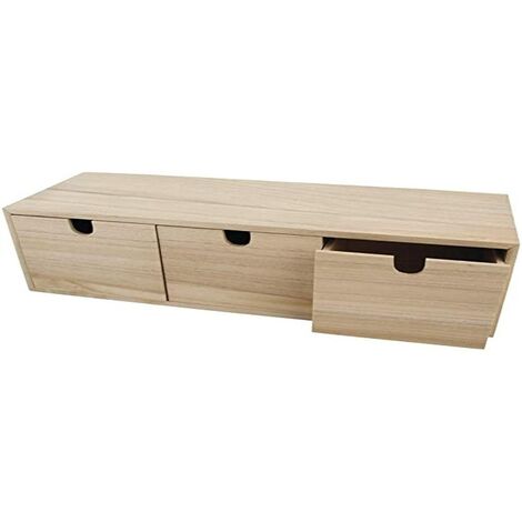 Rayher cassettiera in legno con 3 cassetti, legno naturale non trattato, 37,5x13x11,5 cm, per piccoli oggetti, cancelleria, da colorare e decorare, 6190300