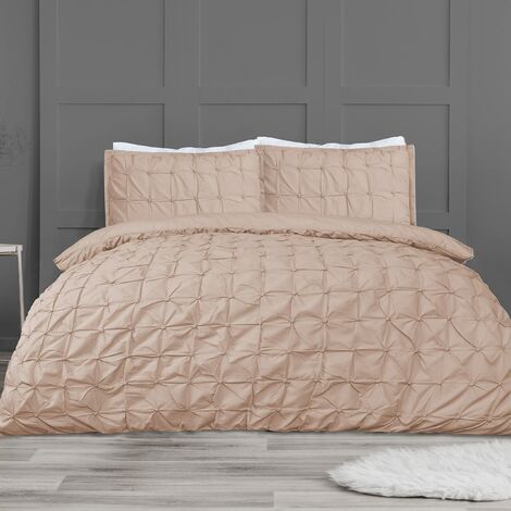 Sleepdown Set con copripiumino, rosa cipria, motivo geometrico increspato, facile da pulire, morbido e comodo, per letto matrimoniale, 200 x 200 cm, colore: rosa cipria (1/4)