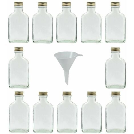 Viva Haushaltswaren - Set di 12 bottiglie in vetro, 100 ml da liquore, a  imbuto