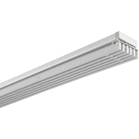 GARDINIA Set Completo per Tende a Pannello, Emia, Binario a 3 Vie, Scorrimento a Destra, Accessori Inclusi, Estensibile, 225-335 cm, Alluminio