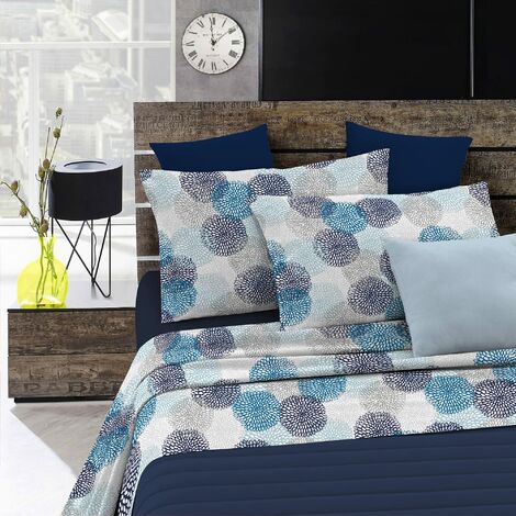 Italian Bed Linen Fantasy Completo Letto, Microfibra, Multicolore (Soffioni Blu), Matrimoniale (1/5)