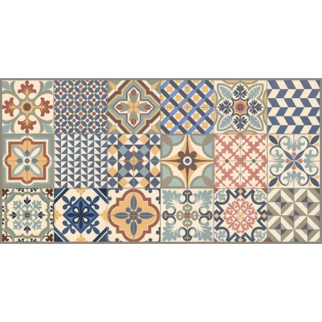 Tappeto In Vinile Vilber NADOR DU 02 - Multicolore, 100x155 Cm, Per Interni/Esteri Coperti, Facile Da Pulire