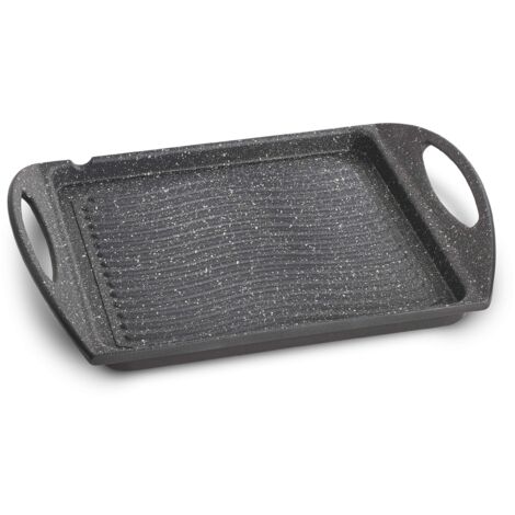 Lagostina Speciali Piastra Antiaderente in Alluminio Pressofuso, 25 x 25 cm, Bistecchiera e Griglia Panini Gas e Forno, Rivestimento Antigraffio Effetto Marmo, Bordo a Versare, Manicature Ergonomiche