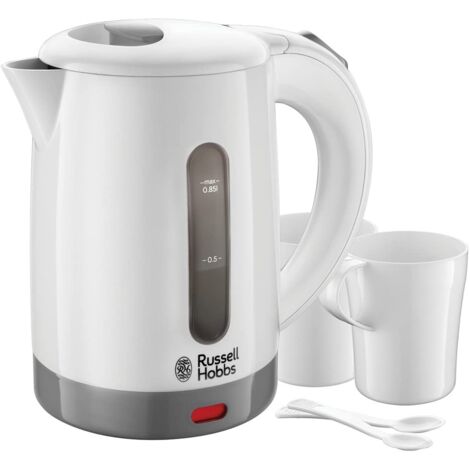Russell Hobbs Bollitore Elettrico 0,8L - Vetro E Acciaio Inox, 2200W, LED Blu, Filtro Anticalcare Rimovibile, Da Viaggio