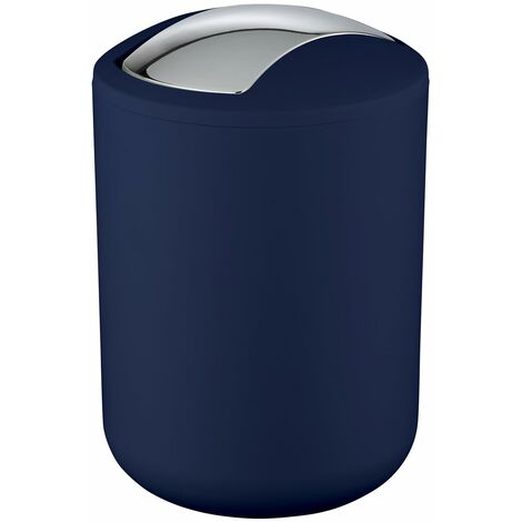 WENKO Portarifiuti con coperchio basculante Brasil S blu scuro, TPE, 14 x 21 x 14 cm, Blu