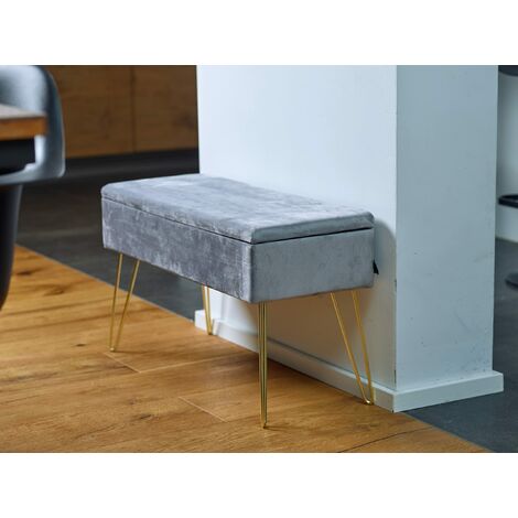 HOMCOM Panca Fondoletto con Vano Contenitore, Cassapanca di Design, Panca  Imbottita in Tessuto Grigio, 120x50x44cm e Borchie