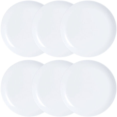 Luminarc - Diwali, Set di 6 piatti da dessert in vetro opale extra resistente, 25 cm, colore bianco (1/5)
