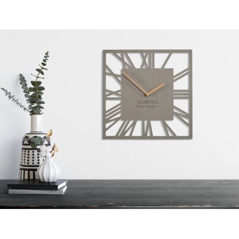 FLEXISTYLE Orologio Quadrato LOFT 30 Cm: Silenzioso, Design In Rovere Grigio - 2