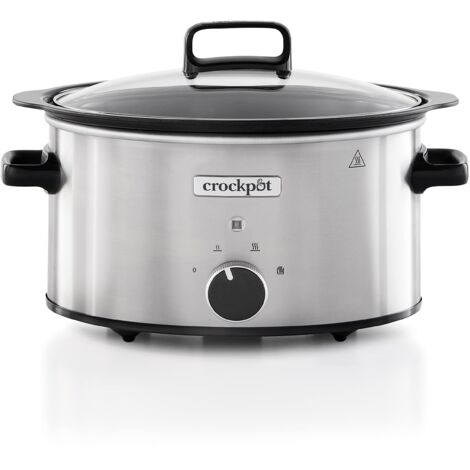 Crock-pot Pentola per Cottura Lenta, Slow Cooker, 3.5 Lt, fino a 4 Persone, Sizzle&Stew, Pentola interna in alluminio per rosolare sul fuoco, 2 Impostazioni Cottura e Funzione Warm, 210W max, Argento