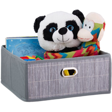 Set 5 Contenitori Pieghevoli In Bambù Relaxdays 31x31x31 Cm, Capienza 28 Litri, Con Manico, Per Bagno, Cameretta E Soggiorno