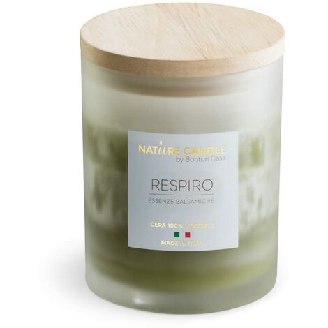 NATURE CANDLE candela profumata 100% cera vegetale - Linea Amati 200g  Respiro - Essenze Balsamiche