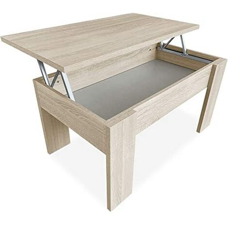 Mas Casa Tavolino Sollevabile Karol 6 Con Cassetto - Legno Massello Di Pino, Finitura Rovere Ika E Bianco, 100x50x47 Cm