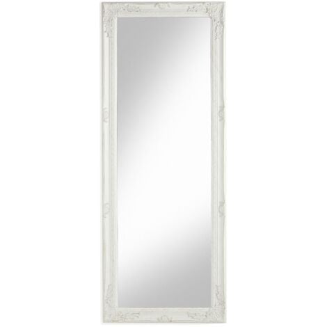 Baroni Home Specchio in Legno Bianco con Cornice Shabby, Specchiera da Parete Rettangolare per Camera da Letto, Bagno o Soggiorno, Specchio Shabby Bianco Anticato, 55x142 cm