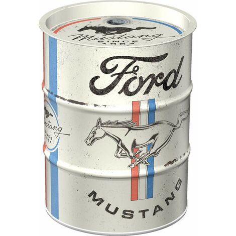 Nostalgic-Art Salvadanaio retrò 600 ml Ford Mustang – Horse & Stripes Logo – Idea regalo per gli appassionati di accessori Ford, salvadanaio in metallo vintage