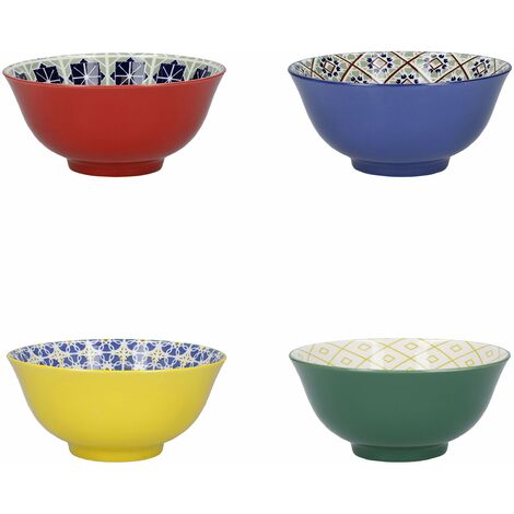 KitchenCraft Set Of 4 Ciotole Per Pasta Of Gres Smaltato Senza Piombo Blu Crema 1258159