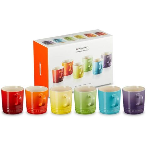 Le Creuset Set 6 Tazze Espresso In Gres Vetrificato, 100 Ml Ciascuna,  Multicolore Arcobaleno, 79114108359030