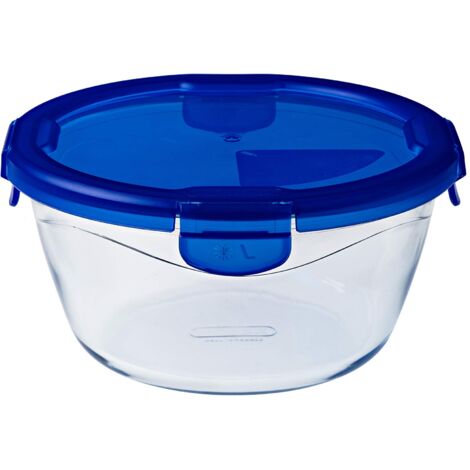 Pyrex Cook&Go Teglia Multiuso Tonda con Coperchio ermetico, TrasparenteYBlu, 2.41 cm (1/5)