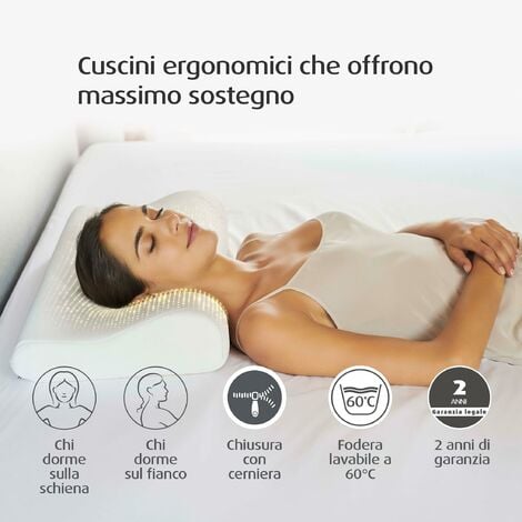 TEMPUR Original cuscino cervicale basso, cuscino ergonomico di sostegno al  collo per chi dorme sul fianco e sulla schiena, sensazione rigido, M (50 x