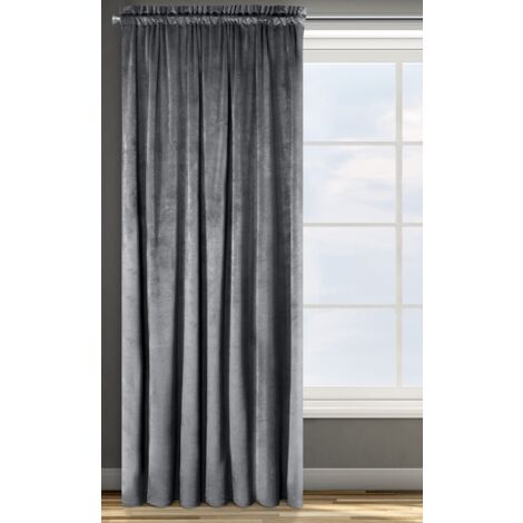Eurofirany ROSA Tenda in Velluto con Fettuccia Arricciatenda - 1 Unità, Soffice, Pannello, Drappo Classico, Glamour, Elegante, Soggiorno, Camera da Letto, 290 g/m2, 135x300 cm, Grigio Grafite