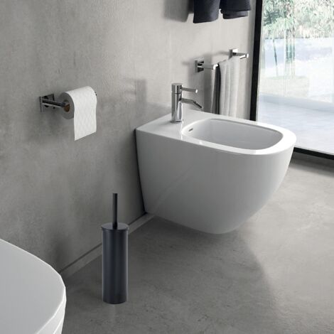 GEDY Etnica, Scopino wc da terra, Colore Moka, Scovolino bagno realizzato in Resina, Garanzia 2 anni, Misure 36 x 10 x 10 CM e peso 0,655 kg, Design R&S Gedy