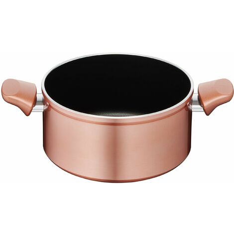 Lagostina Ramata Casseruola Fonda Antiaderente in Alluminio Ø 20 cm con Esterno Effetto Rame, Pentola Gas e Forno con Thermo-Signal, Rivestimento Titanium Easy, Due Maniglie in Bakelite