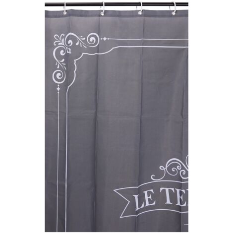 Douceur d'intérieur 1800693 - Tenda da doccia con ganci, in poliestere, 180 x 200 cm, colore: Bianco