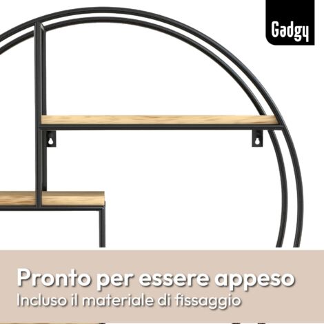 Mensola doppia rustica in ferro battuto e legno parete libreria fioriera
