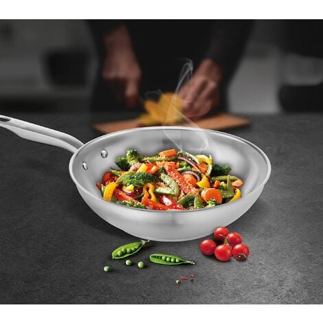 Tefal E49219 - Padella wok Virtuoso, 28 cm, in acciaio inox di alta  qualità, non sigillata, finitura