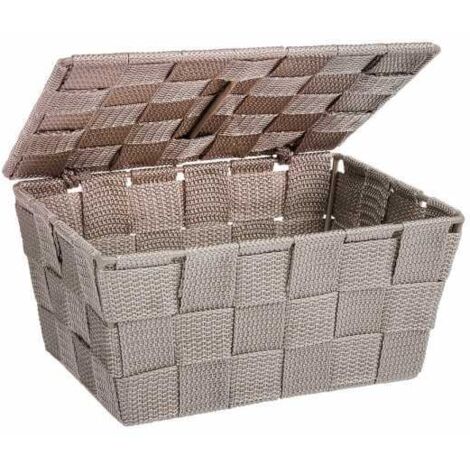 Wenko Cestino con coperchio Adria taupe, Polipropilene, 19 x 10 x 14 cm, Tortora