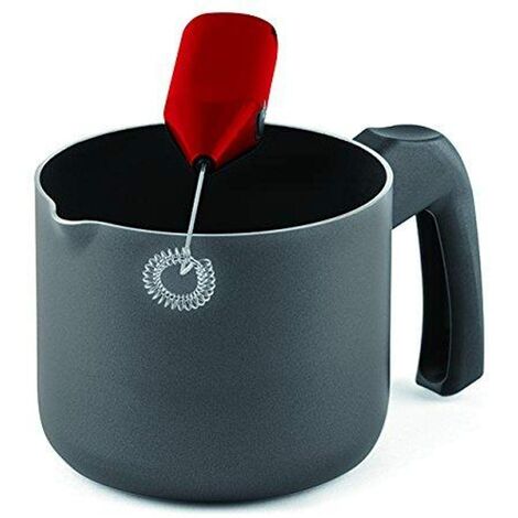 Domo Enjoy Cooking Pentolino Bollilatte con Frullino Montalatte, Scaldalatte Antiaderente, 12 cm (1/2)