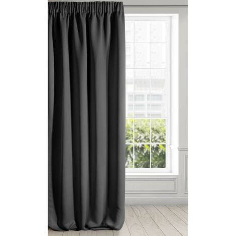 Eurofirany Logan Tenda Oscurante In Raso - 135x270 Cm, Colore Nero, 100% Poliestere