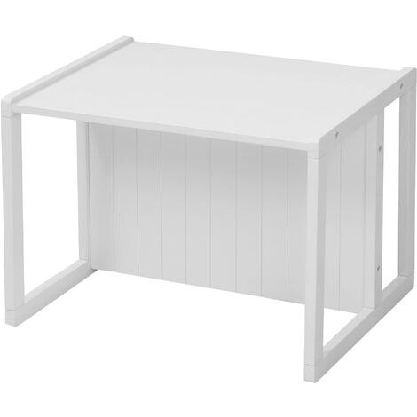 roba Panca per Bambini in Legno Regolabile a 2 Altezze di Seduta - Convertibile in Tavolo - Multifunzionale - Stile Rustico - Legno Laccato Bianco (1/5)