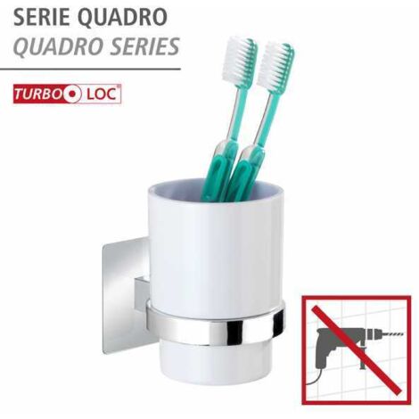 Wenko Portaspazzolino Rotondo Vetro Pink per spazzolino da Denti e