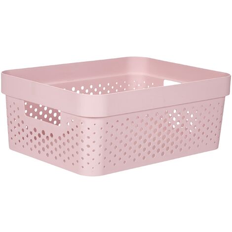 CURVER Cesto portaoggetti Infinity 17L riciclato, contenitore multiuso, impilabile e ad incastro, 35,6 x 26,6 x 13,6 cm, colore: Rosa (1/5)