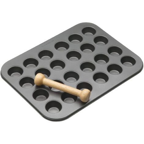 MasterClass Stampo / Teglia per 24 Canapè e Mini Tartine con Pestello in Legno, 35 cm x 27 cm (1/4)